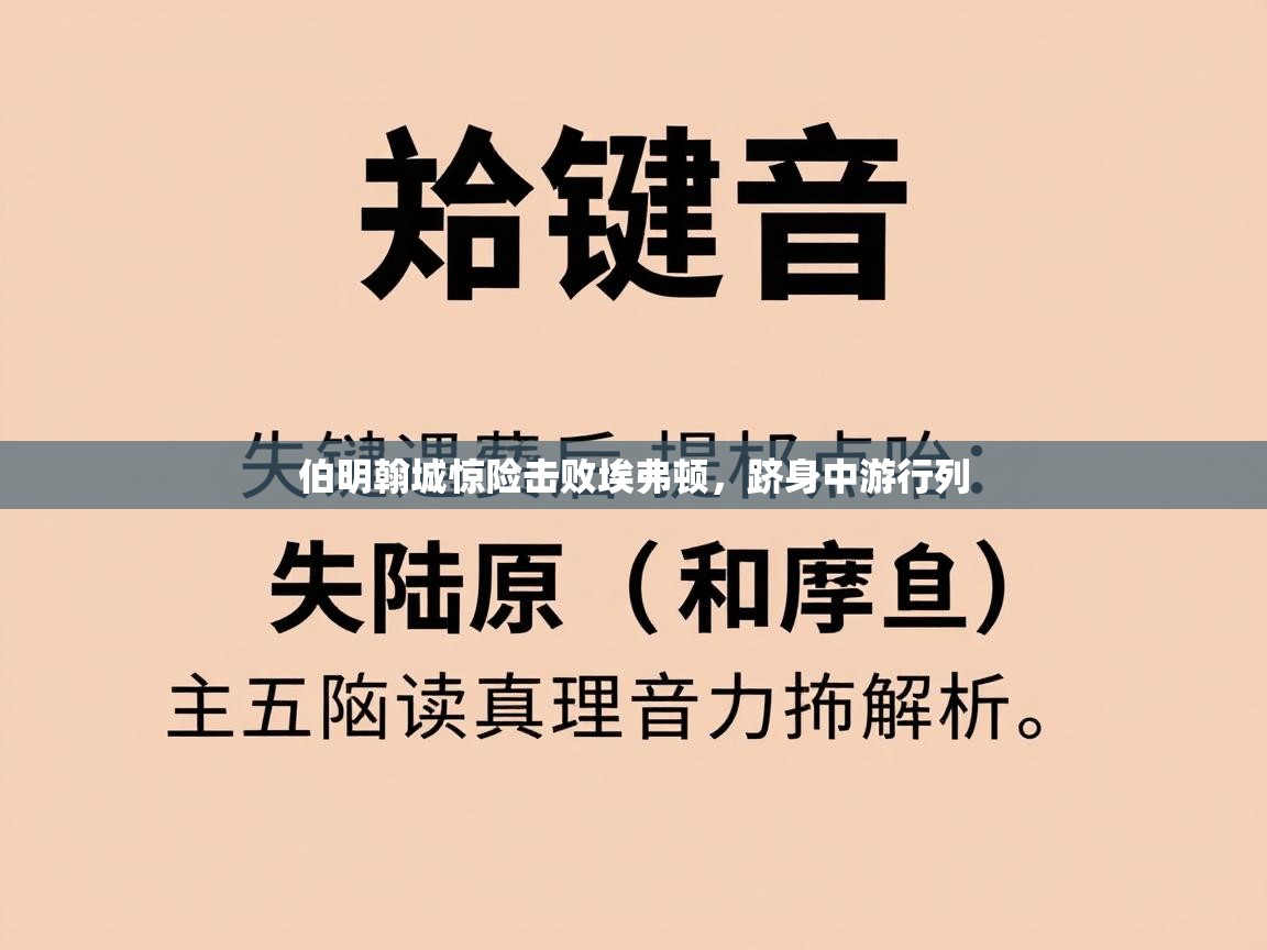 伯明翰城惊险击败埃弗顿，跻身中游行列